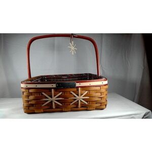 Longaberger 2009 Christmas Collection Snowflake Cookie Basket Set Liner Protecto